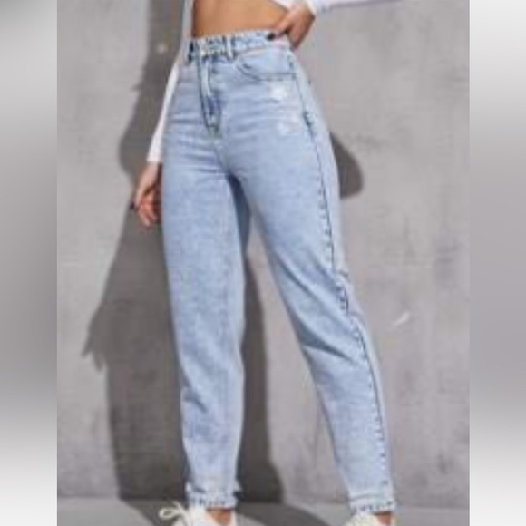 SHEIN EZwear Zipper Fly Tapered Jeans Straight Leg Light Wash Size 12/XL - Picture 9 of 9